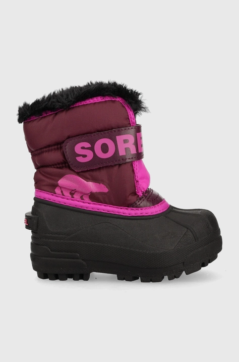 Дитячі чоботи Sorel Childrens Snow колір фіолетовий