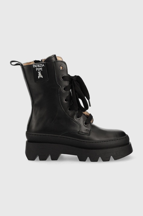 Кожаные полусапожки Patrizia Pepe Girl цвет чёрный