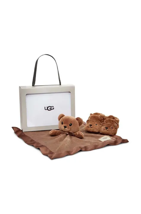 Čevlji za dojenčka UGG Bixbee And Lovey Bear Stuffie rjava barva
