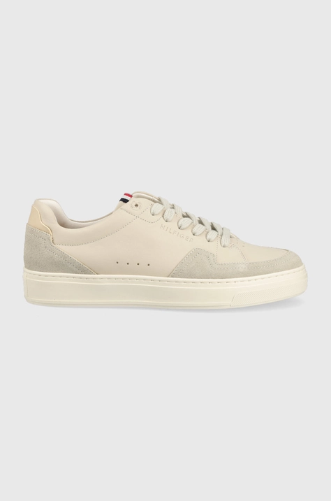 Кожаные кроссовки Tommy Hilfiger Premium Cupsole Sustainable Lea цвет бежевый