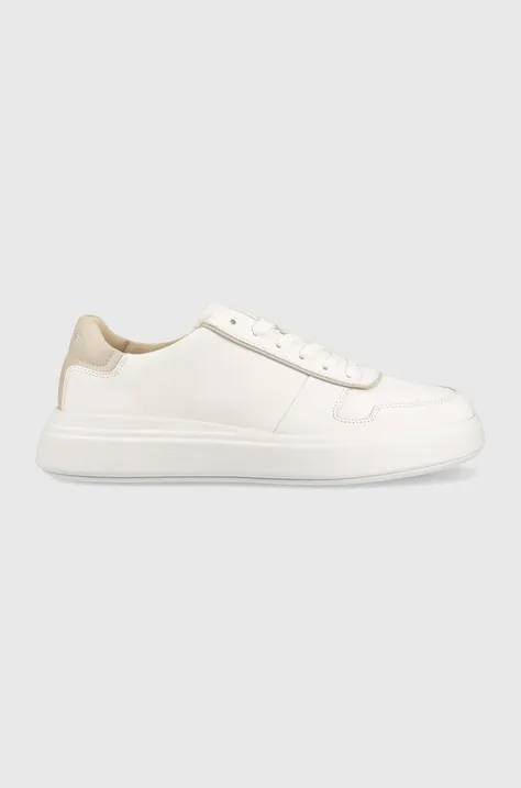 Calvin Klein sneakersy skórzane Low Top Lace Up kolor biały