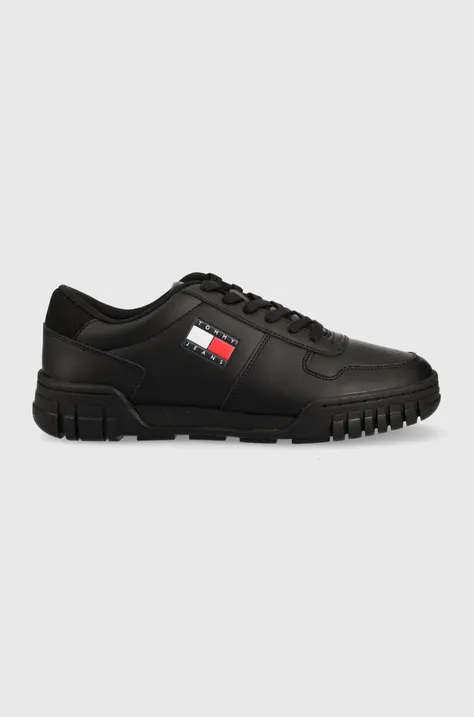 Δερμάτινα αθλητικά παπούτσια Tommy Jeans Retro Leather Cupsole Tjm Ess χρώμα: μαύρο