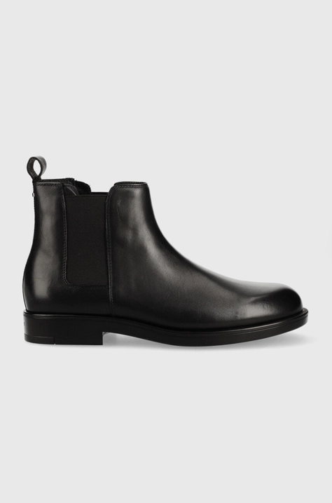 Calvin Klein ghete chelsea de piele Chelsea Boot barbati, culoarea negru