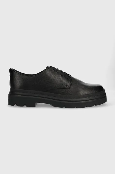 Calvin Klein pantofi de piele Lace Up Derby barbati, culoarea negru