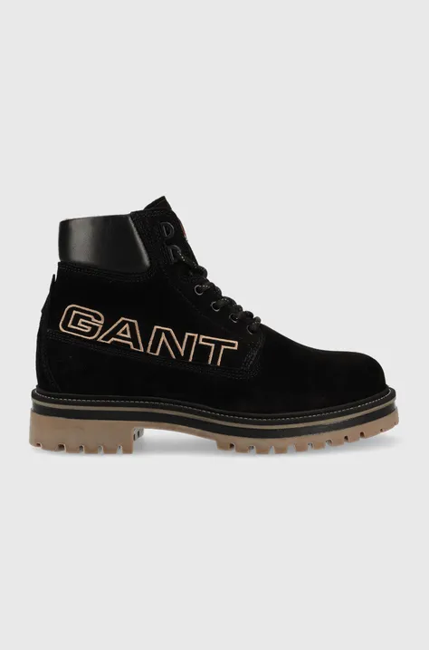 Semišové členkové topánky Gant Palrock pánske, čierna farba