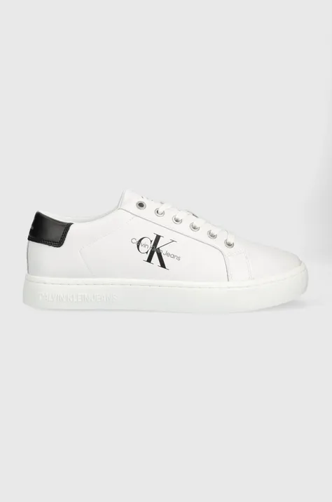 Calvin Klein Jeans sneakersy skórzane Classic Cupsole Laceup Low kolor biały