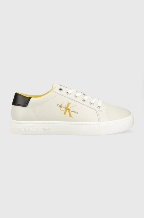 Kožené sneakers boty Calvin Klein Jeans Classic CUPSOLE LACE UP LOW šedá barva, YM0YM00491