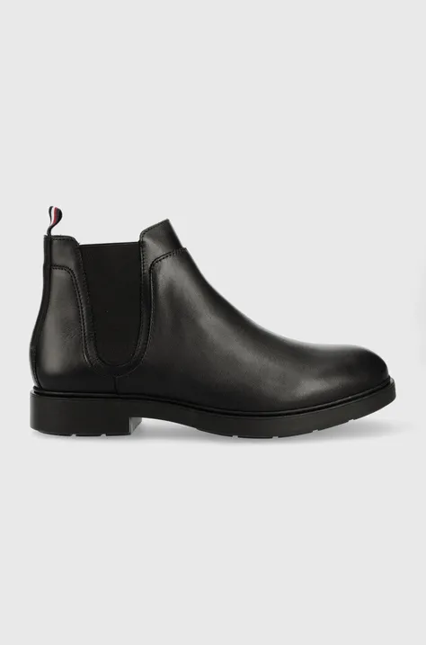 Δερμάτινες μπότες τσέλσι Tommy Hilfiger χρώμα: μαύρο