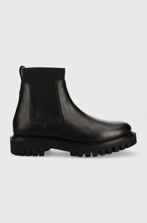 Δερμάτινες μπότες τσέλσι Tommy Hilfiger χρώμα: μαύρο