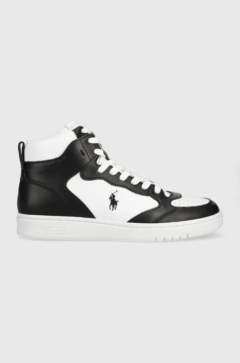 Δερμάτινα αθλητικά παπούτσια Polo Ralph Lauren Polo Crt , χρώμα: μαύρο