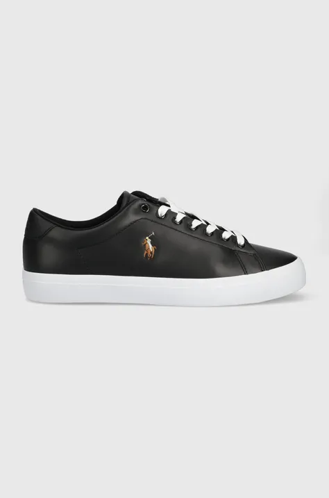 Δερμάτινα αθλητικά παπούτσια Polo Ralph Lauren Longwood χρώμα: μαύρο