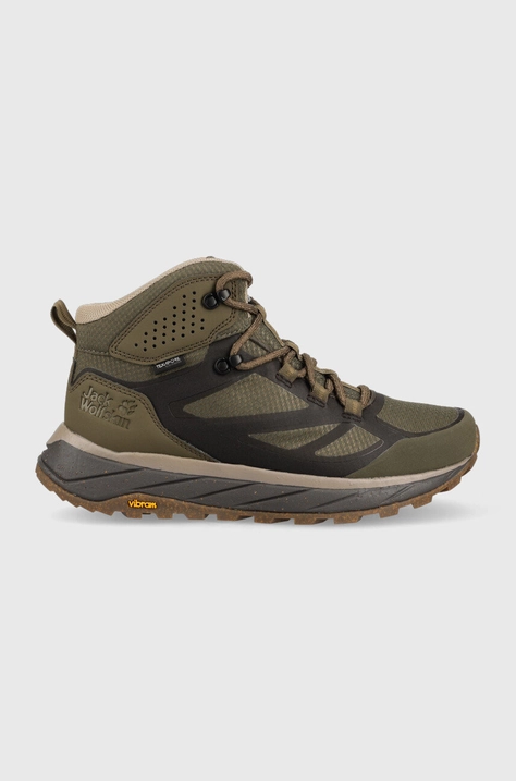 Boty Jack Wolfskin Terraventure Texapore mid pánské, zelená barva, zateplené