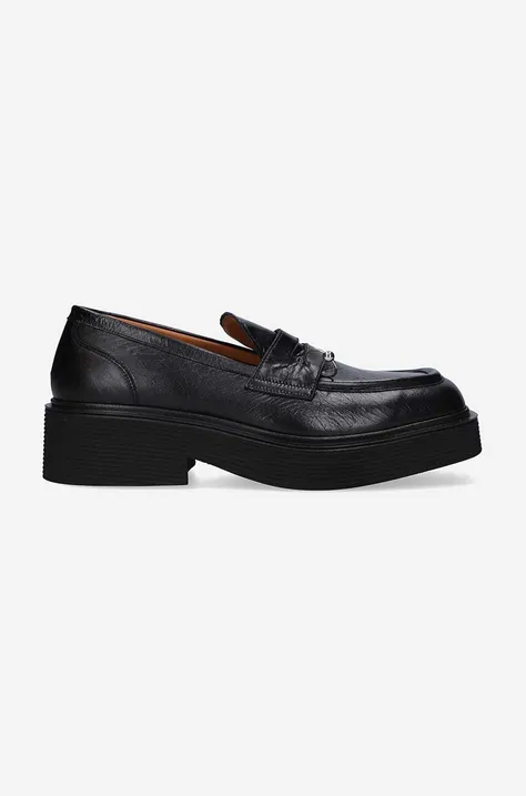 Marni leather loafers men's black color