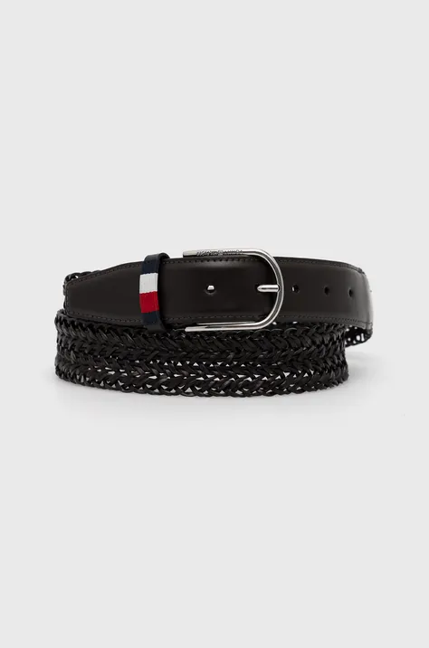 Kožený opasok Tommy Hilfiger Business Braided 3.5 pánsky, hnedá farba