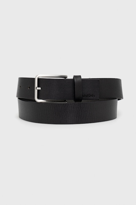 Calvin Klein curea de piele bărbați, culoarea negru K50K509654