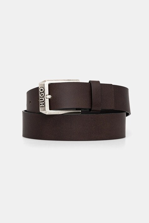 HUGO curea de piele barbati, culoarea maro
