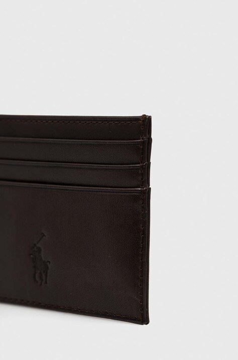 Шкіряні ремінь і футляр для карт Polo Ralph Lauren — AW22-PAM06E, коричневий — фото 5