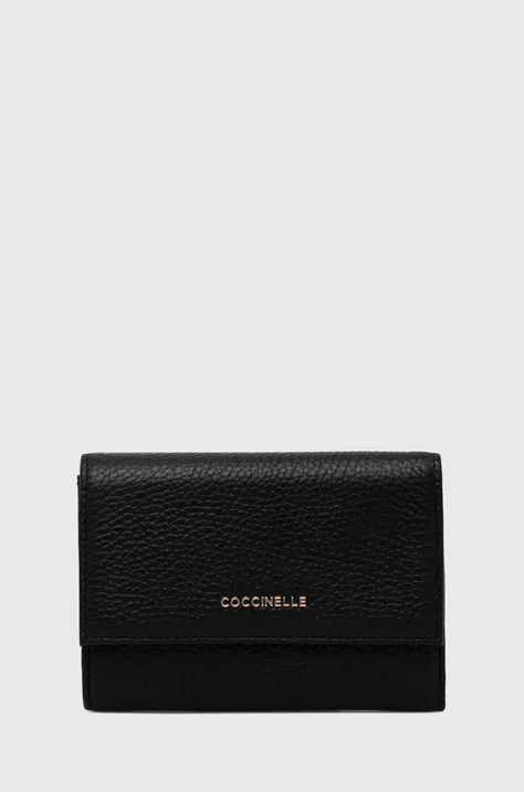 Coccinelle portfel skórzany kolor czarny