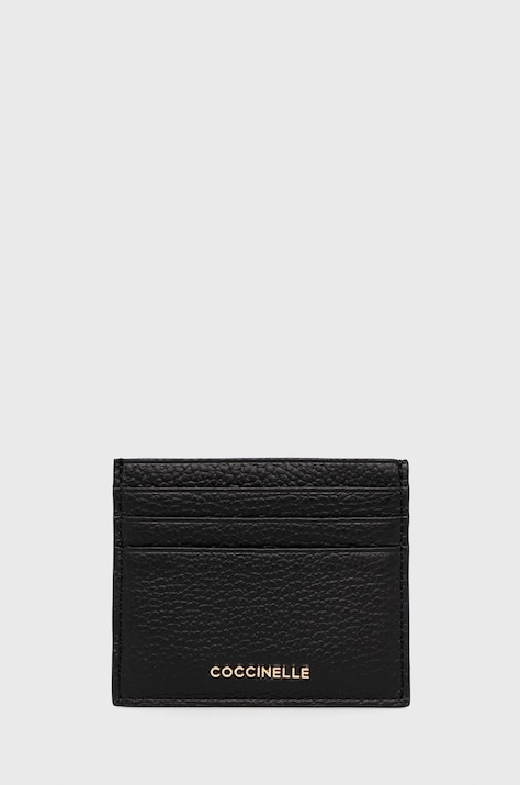 Coccinelle etui na karty skórzane kolor czarny