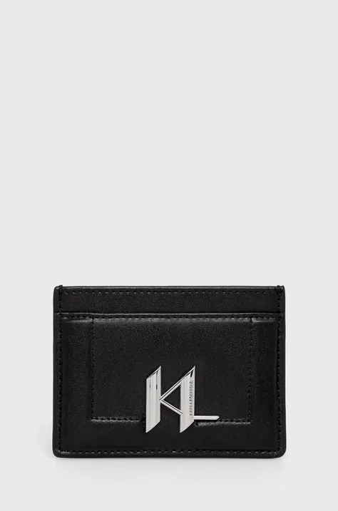 Kožené puzdro na karty Karl Lagerfeld dámsky, čierna farba