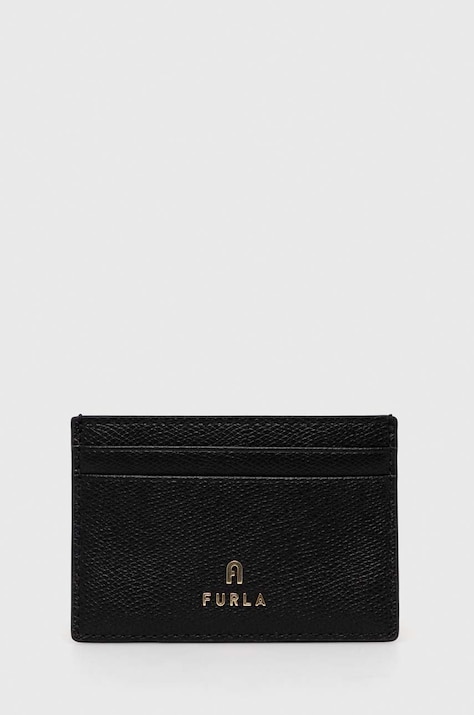 Шкіряний чохол на банківські карти Furla жіночий колір чорний