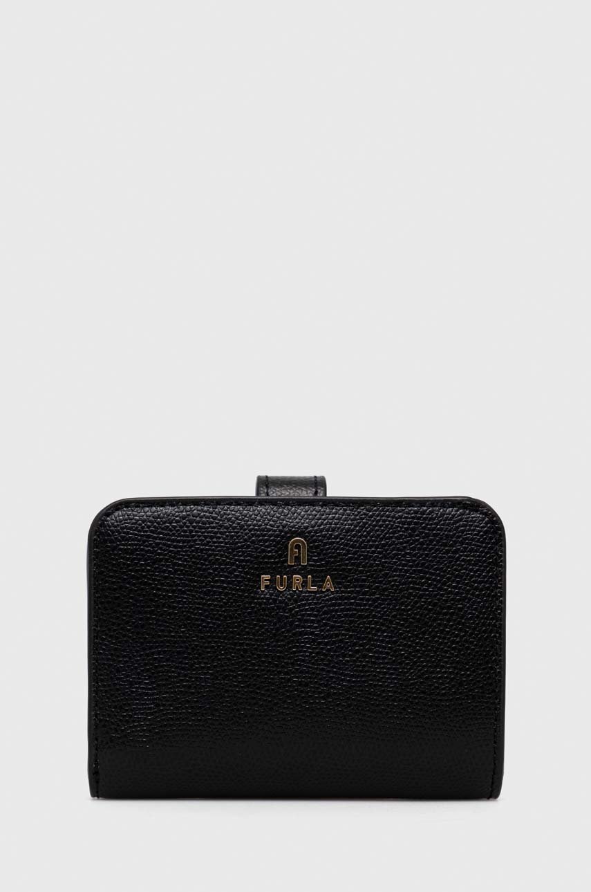 Кожен портфейл Furla дамски в черно