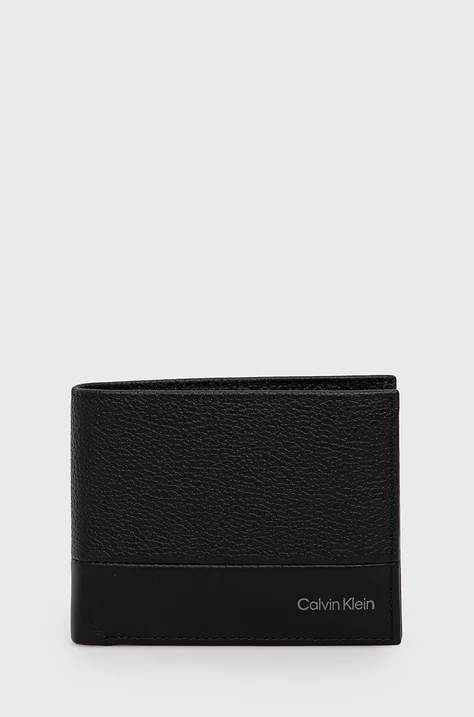 Kožená peňaženka Calvin Klein pánsky, čierna farba, K50K509179