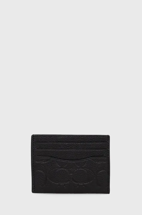 Δερμάτινη θήκη για κάρτες Coach χρώμα: μαύρο