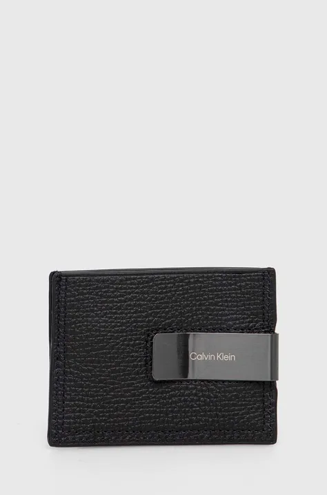 Шкіряний чохол на банківські карти Calvin Klein чоловічий колір чорний