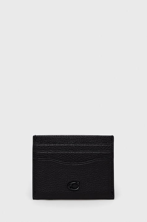 Kožené pouzdro na karty Coach černá barva