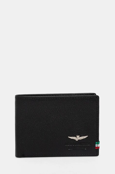 Aeronautica Militare portofel de piele barbati, culoarea negru