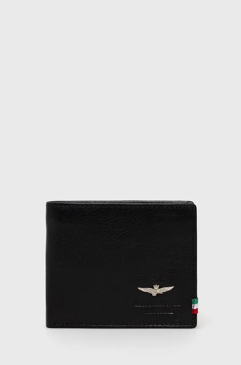 Aeronautica Militare portofel de piele barbati, culoarea negru