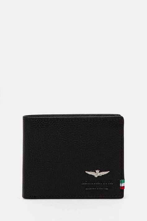 Aeronautica Militare portofel de piele barbati, culoarea negru