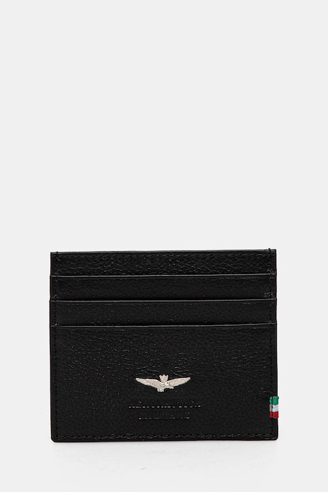 Kožené pouzdro na karty Aeronautica Militare černá barva, AM106