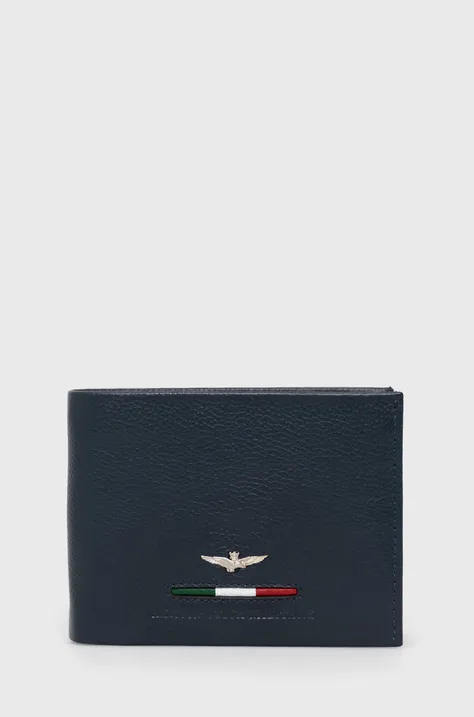 Кожаный кошелек Aeronautica Militare мужской цвет синий