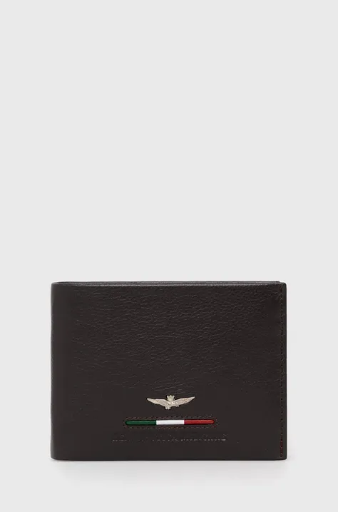 Usnjena denarnica Aeronautica Militare moški, rjava barva