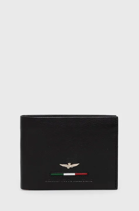 Kožená peňaženka Aeronautica Militare pánsky, čierna farba, AM151