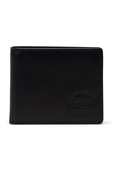 Usnjena denarnica Herschel črna barva
