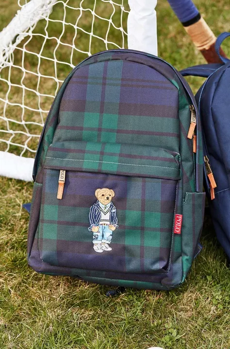 Детский рюкзак Polo Ralph Lauren цвет зелёный большой с аппликацией