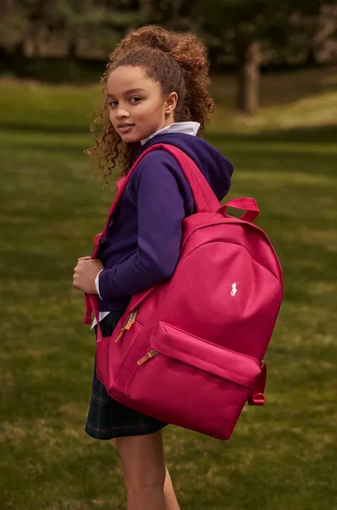 Дитячий рюкзак Polo Ralph Lauren колір рожевий великий однотонний