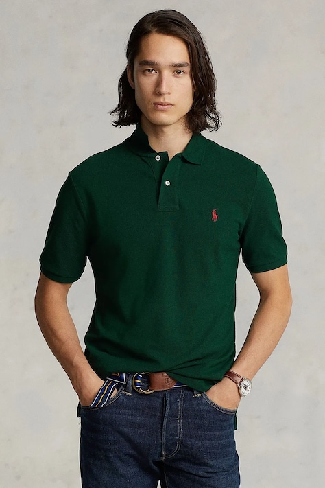 Polo Ralph Lauren polo bawełniane 710795080018 kolor zielony gładki