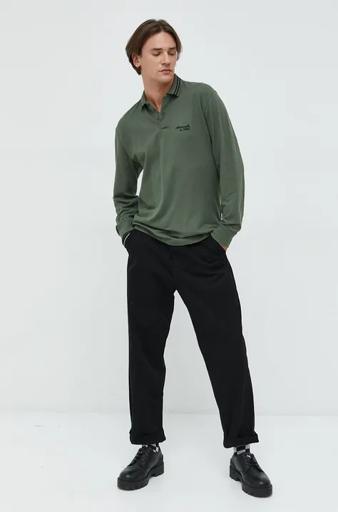Majica dugih rukava Abercrombie & Fitch za muškarce, boja: zelena, jednobojni model
