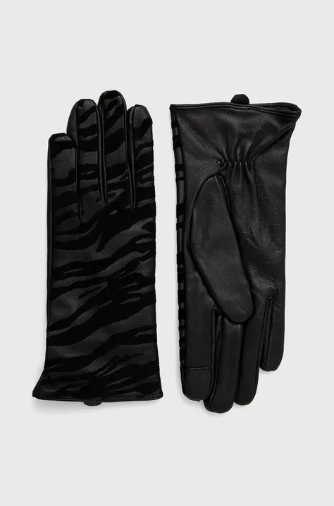 Usnjene rokavice Only ženski, črna barva