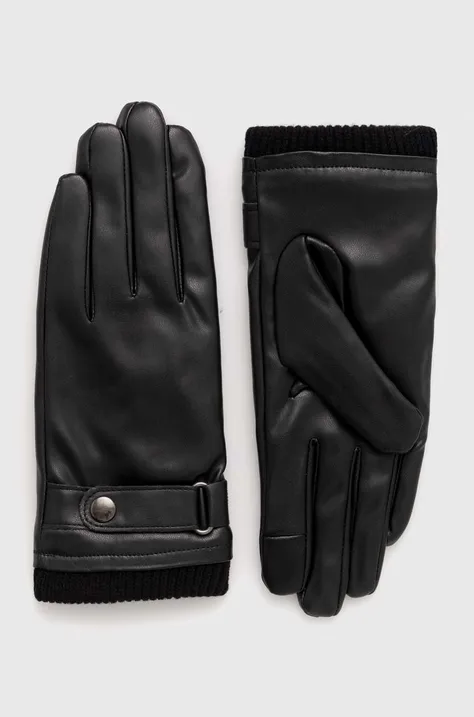Γάντια Pieces χρώμα: μαύρο