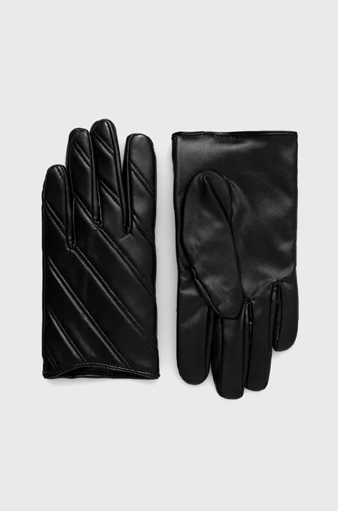 Γάντια Sisley χρώμα: μαύρο