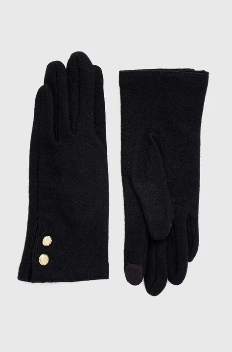 Vunene rukavice Lauren Ralph Lauren za žene, boja: crna