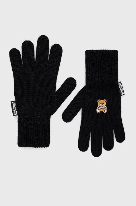 Μάλλινα γάντια Moschino χρώμα: μαύρο