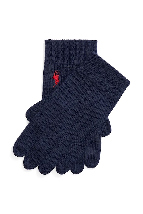 Vlnené rukavice Polo Ralph Lauren pánske, tmavomodrá farba