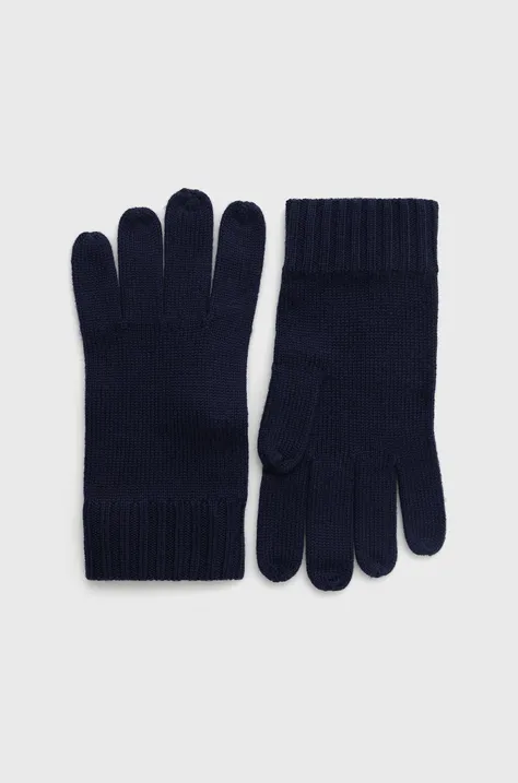 Volnene rokavice Polo Ralph Lauren moški, mornarsko modra barva