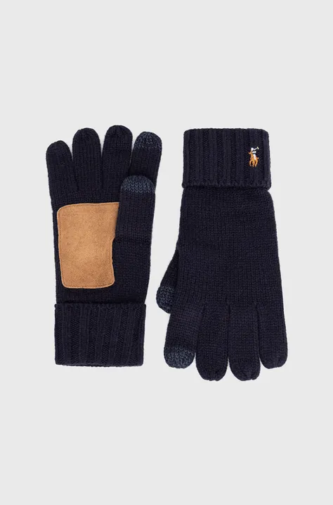 Μάλλινα γάντια Polo Ralph Lauren χρώμα: ναυτικό μπλε